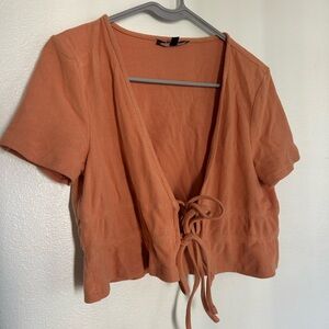 Lulus Women's Orange Tie-Front Top